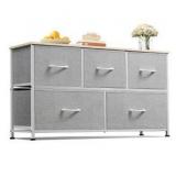 WLIVE Dresser for Bedroom with 5 Drawers, Wide Chest of Drawers, Fabric Dresser, Storage Organization Unit with Fabric Bins for Closet, Living Room, Hallway, Light Grey