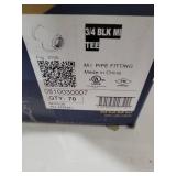PIPE DECOR Tee Fitting, 3/4 Inch, Black Malleable Iron, 70pcs.