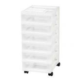 IRIS USA 6 Drawer Rolling Storage Cart with Organizer Top  White