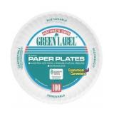 AJM AJMPP6GRE Green Label Paper Plates, Microwavable, 9\" Diameter (12 Pack of 100