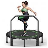 BCAN 40\"/48\" Mini Rebounder Trampoline for Adults with Bar, 450/550LBS Fitness Trampoline with Bungees, Adjustable Handle, Stable & Quiet, Indoor Outdoor, Whole-Body Workout & Relaxation at Home