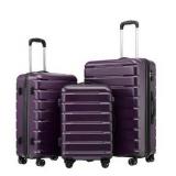 Coolife Luggage 3 Piece Set Suitcase Spinner ABS+PC Hardshell Lightweight TSA Lock USB Port, 20in 24in 28in Carry on Expandable (only 28", Purple