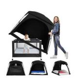 Blackout Sleep Tent for Toddler Travel Bed, fits Pack N Play, Mini Crib, Kids Air Mattress & Cot, Baby Sleep Pod with Fan Pouch & Monitor Pouch, Portable & Easy Setup, Great for Room Sharing