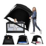Blackout Sleep Tent for Toddler Travel Bed, fits Pack N Play, Mini Crib, Kids Air Mattress & Cot, Baby Sleep Pod with Fan Pouch & Monitor Pouch, Portable & Easy Setup, Great for Room Sharing