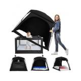 Blackout Sleep Tent for Toddler Travel Bed, fits Pack N Play, Mini Crib, Kids Air Mattress & Cot, Baby Sleep Pod with Fan Pouch & Monitor Pouch, Portable & Easy Setup, Great for Room Sharing