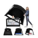 Blackout Sleep Tent for Toddler Travel Bed, fits Pack N Play, Mini Crib, Kids Air Mattress & Cot, Baby Sleep Pod with Fan Pouch & Monitor Pouch, Portable & Easy Setup, Great for Room Sharing