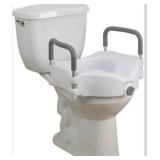 Drive Medical RTL12027RA 2-in-1 Raised Toilet Seat with Removable Padded Arms, Standard Seat