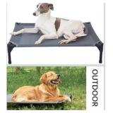 pettycare Elevated Outdoor Dog Bed - Raised Cot for Large Dogs, Heavy Duty Pet Cots Waterproof, Cooling, Washable Breathable Teslin Mesh, Durable, Non Slip, 42 Inches, Grey