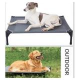 pettycare Elevated Outdoor Dog Bed - Raised Cot for Large Dogs, Heavy Duty Pet Cots Waterproof, Cooling, Washable Breathable Teslin Mesh, Durable, Non Slip, 42 Inches, Grey