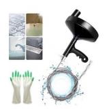 Drain Auger 25 Ft with Gloves, Plumbing Snake Drain Auger Hair Clog Remover, Heavy Duty Pipe Drain Clog Remover for Bathtub Drain, Bathroom Sink, Kitchen Cleaning