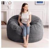 MAXYOYO Bean Bag Chair for Adults, Large 4 ft Bean Bag Chair with Foam Filling, Ultra Soft Fur Lazy Sofa for Living Room, Bedroom, Machine Washable Cover
