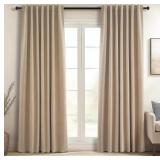 Topfinel Light Taupe Blackout Textured 90 Inch Long Linen Blend Curtain Draperies Pinch Pleat Back Tab with Hooks Energy Saving Thermal Insulated Curtains for Living Room (2 Panels,W 52 x L 90 Inch)