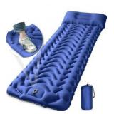 MEETPEAK Sleeping Pad, Extra Thickness Inflatable Camping Sleeping Mat with Pillow Built-in Foot Press, Compact Ultralight Camping Air Mattress for Backpacking, Hiking, Tent