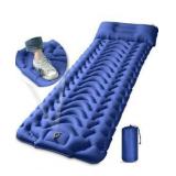 MEETPEAK Sleeping Pad, Extra Thickness Inflatable Camping Sleeping Mat with Pillow Built-in Foot Press, Compact Ultralight Camping Air Mattress for Backpacking, Hiking, Tent