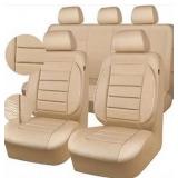 CAR PASS Leather Seat Covers Full Set Universal Water Resistant 3D Foam Back Support, Luxury Comfort Automotive 5 Seat Covers All Season Fit for SUV,Sedan,Van, Airbag Compatible Elegance (Beige)