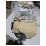 CAR PASS Leather Seat Covers Full Set Universal Water Resistant 3D Foam Back Support, Luxury Comfort Automotive 5 Seat Covers All Season Fit for SUV,Sedan,Van, Airbag Compatible Elegance (Beige)