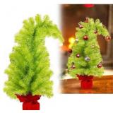 2.95FT Whimsical Christmas Tree, Small Artificial Lime Green Tree for Home Decor, Indoor Bendable Faux Tree Xmas Holiday (Lime Green)