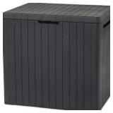 Keter City Box Outdoor Weather-Resistant 30 Gallon Resin Deck Box  Gray