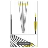 6875 Fiberglass Arrows Archery 26Inch Target Shooting Safetyglass Recurve Bows Suitable for Youth Children Woman Beginner (tigerspot Yellow Vanes