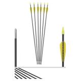 6875 Fiberglass Arrows Archery 30Inch Target Shooting Safetyglass Recurve Bows Suitable for Youth Children Woman Beginner (tigerspot Yellow Vanes
