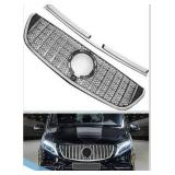 X AUTOHAUX Front Upper Hood Bumper Grille Grill for Mercedes-Benz VITO-Class W477 20-24 Front Upper Bumper Kidney Grille Grill Black Chrome Silver Tone