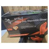 Black/Green/Orange Heavy Duty Nitrile Gloves 8 mil, 9.05? Mechanic Gloves Disposable L , Diamond Grip, Puncture Resistant