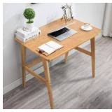 Nnewvante Writing Computer Desk 31.5\" Bamboo Home Office Table with Large Drawer, Modern Furniture Simple Study Makeup Workstation
