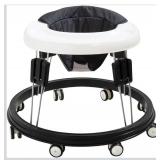 Quocdiog Baby Walker,Foldable Multi-Function Anti-Rollover Toddler Walker,Suitable for All Terrains for Babies Boys and Girls 6-18Months 9 Heights Adjustable(Black)