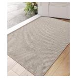 DEXI Door Mat Inside Entrance 35x59, Ultra Non Slip Rubber Backed Dirt Trapper, Low Profile Thin Welcome Doormat, Absorbent Easy Clean Entry Mats for Entryway, Patio, Beige