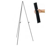 U.S. Art Supply 63  High Steel Easy Folding Display Easel  Instantly Collapses  Adjustable Display Holders  Portable