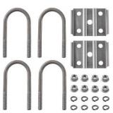 LONFFERY U Bolts Kit Fit for 2-3/8\" 3500lb Round Axle, 5-1/2\" Long U-Bolts, U-Bolt Plates for 1-3/4\" or 2\", 1/2-20 Hex Nuts
