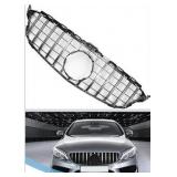 AUTOHAUX Front Upper Hood Bumper Grille Grill for Mercedes-Benz C250 2013-2016 Front Upper Bumper Kidney Grille Grill Black Chrome Silver Tone