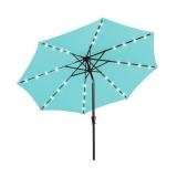JEAREY 9FT Outdoor Patio Umbrella with Solar Lights, LED Lighted Pool Umbrella with Tilt and Crank, Outdoor Table Umbrellas for Deck, Yard & Market (Turquoise)