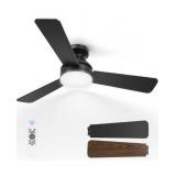 Ceiling Fans with Lights, 42 Inch Low Profile Ceiling Fan with Light, Reversible, LED Dimmable for Bedroom Living Room Indoor/Outdoor Patio Use