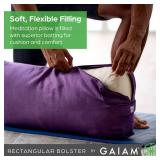 Gaiam Yoga Bolster - Long, Rectangular Meditation Pillow - Supportive Cushion for Restorative Yoga and Sitting on the Floor - Built-In Carrying Handle - Machine Washable Cover
