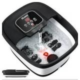 HOSPAN Collapsible Foot Spa with Heat, Bubble, Red Light, and Temperature Control, Foot Bath Massager with 8 Shiatsu Massage Rollers, Pedicure Foot Spa for Relaxation and Stress Relief, Black