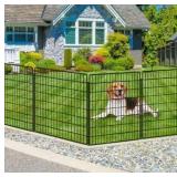 15 Panels Dog Fence Outdoor for Yard, 33 in(H) X 36 ft(L) Decorative Garden Fence Rustproof No Dig Animal Barrier Fencing Metal Wire Panel Border Patio Rabbits Ground Stakes Fencing