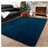 Przemy Washable Area Rug for Bedroom Living Room, 4x6 Feet Navy Blue Memory Foam Rugs, Super Soft Modern Indoor Carpet for Kids Room Boys Girls Dorm Bedside Nursery Decor Mat