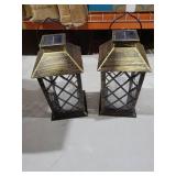 SHYMERY Solar Lantern,Outdoor Garden Hanging Lanterns,2 Pack 14 Inch Lasts 3X Longer 10 lumens Waterproof LED Flickering Flameless Candle Mission Lights for Table,Outdoor,Party Decorative