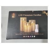 Glass Battery Operated LED Flameless Candles with Timer, Real Wax Candles Warm Color Flickering Light for Festival Wedding Home Party Decor(Pack of 3)-Grey