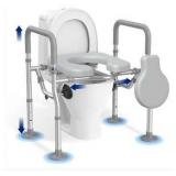 T1 Toilet Seat Riser for Seniors, Raised Toilet Seat with Handles with Adjustable Height Width, 400lb Elevated Commode Chair with Side Clamps, Handicap Toilet Seat for Elderly