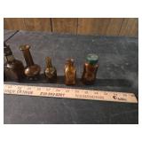 Collection of Miniature Amber Glass Medicine Bottles