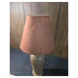 Mid-Century Beige Ribbed Ceramic Table Lamp