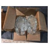 Cut Glass Ashtray Set with Green Glass Holder