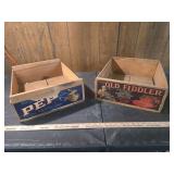 1940s Old Fiddler & PEP Produce Wooden Crates