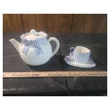 Japanese Blue Striped Ruffle Tea Set