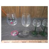 Green Stem Wine Glasses Set