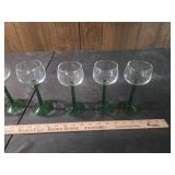 Green Stem Wine Glasses Set
