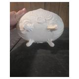 Milk Glass Footed Bowl with Floral Design