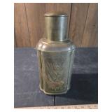 Decorative Metal Flask with Bamboo and Floral Etching